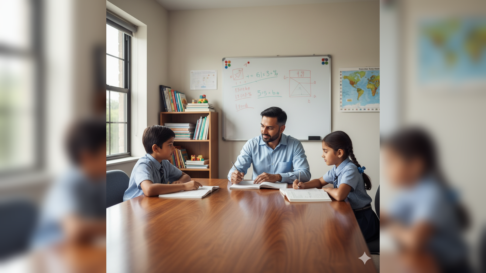 Home tuition coaching setup with study materials for teaching students from home