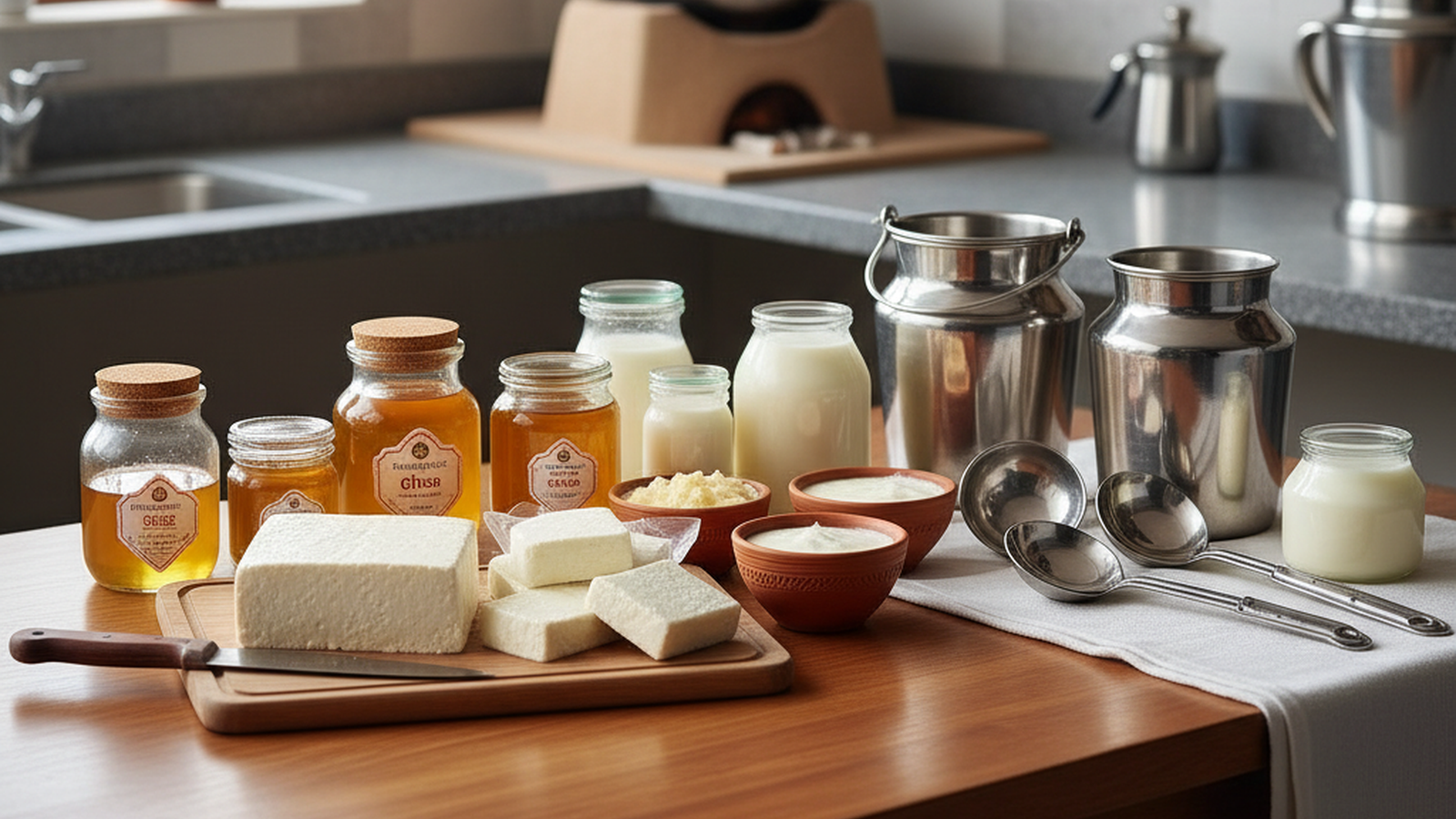 Fresh paneer, ghee, curd, and milk products for a small dairy micro-business