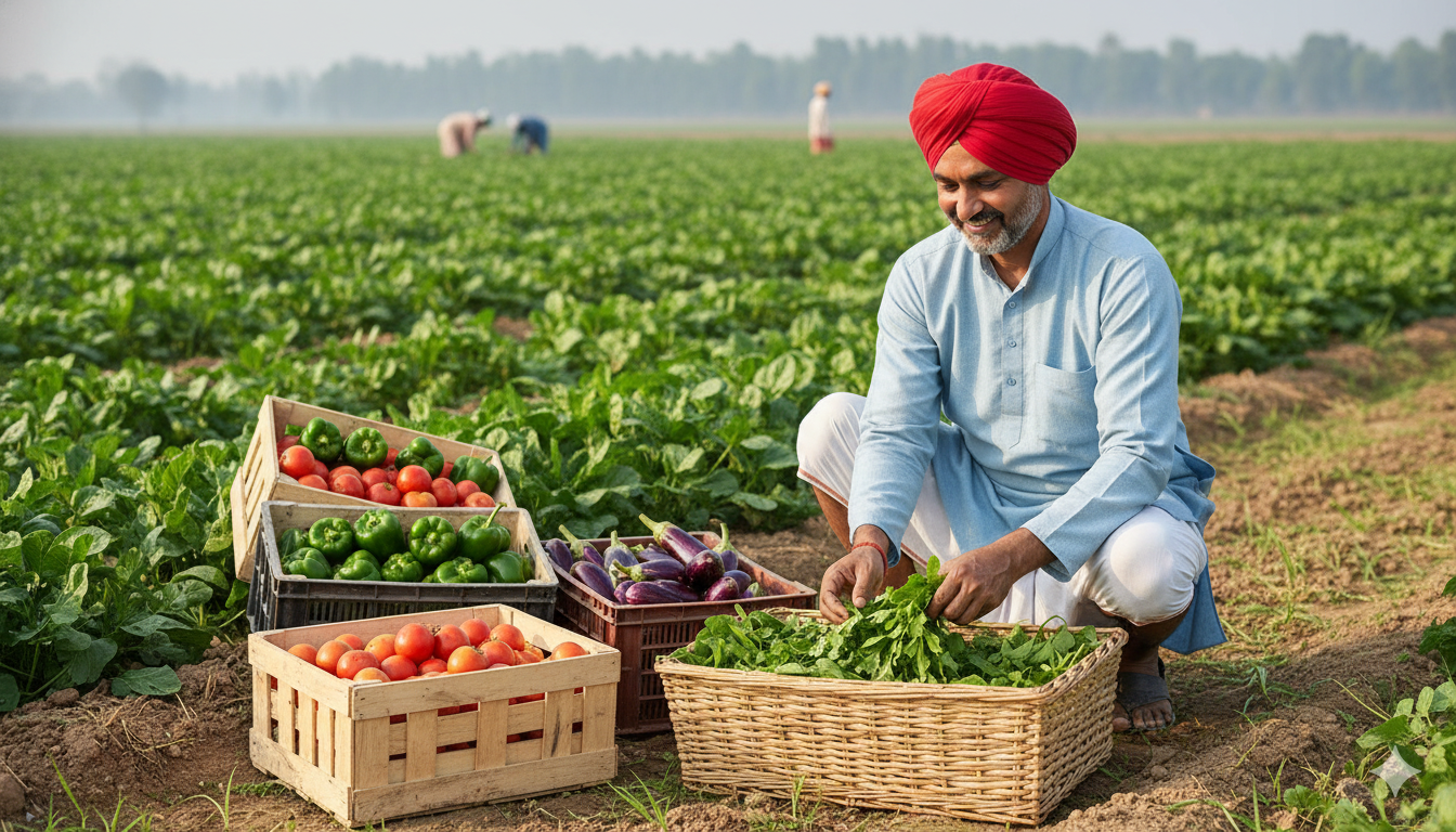 Fresh vegetable crops grown for local market sale