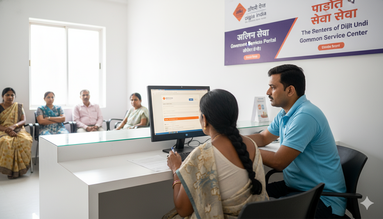 CSC Digital Seva operator helping customers with online forms and digital services