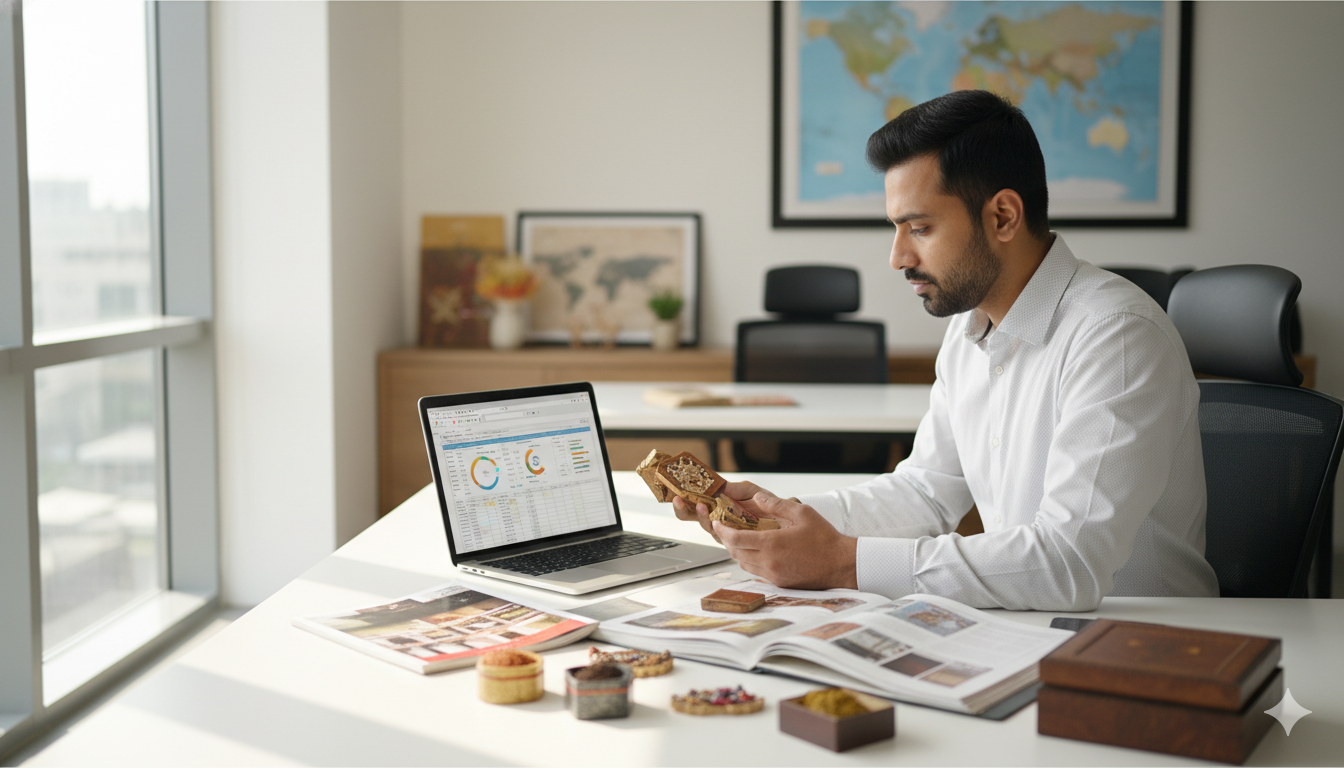 Export sourcing opportunity showing product sourcing, supplier research, and trade coordination