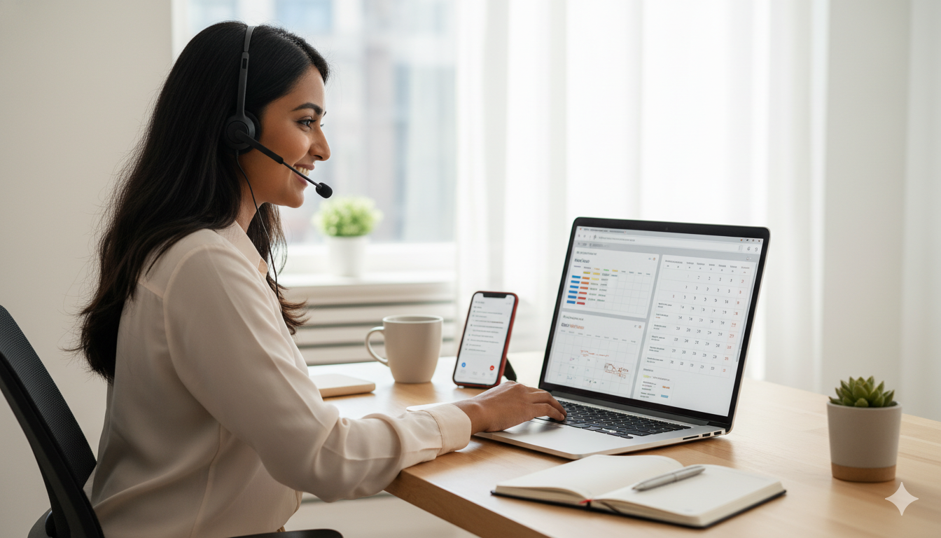 Virtual assistant managing online admin, scheduling, and support tasks from home